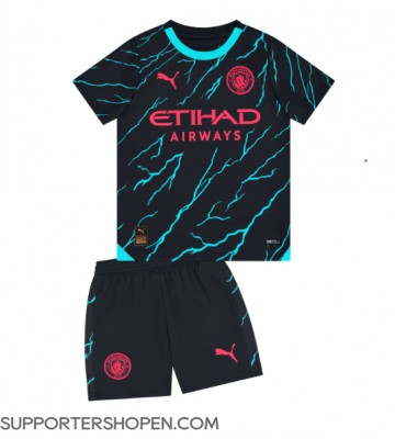 Manchester City Tredje tröja Barn 2023-24 Kortärmad (+ korta byxor)